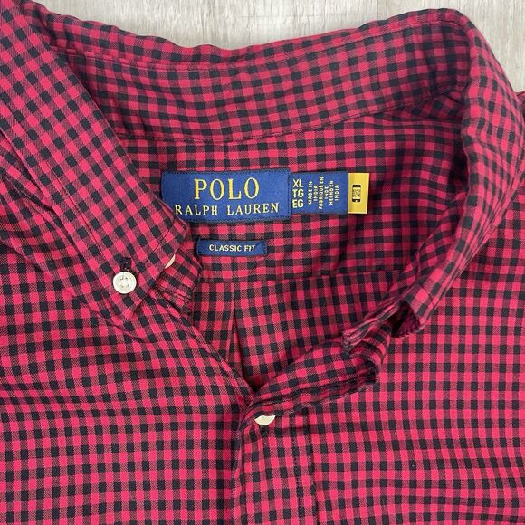 Polo Ralph Lauren Classic Fit Long Sleeve Button Down Shirt Size XL Plaid Red O - Picture 5 of 8